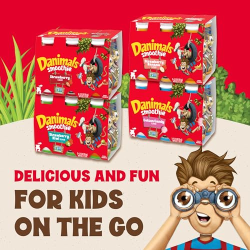 Danimals Smoothie Strawberry Explosion and Banana Split Dairy Drink Multi-Pack, Easy Snacks for Kids, 12 Ct, 3.1 OZ Smoothie Bottles