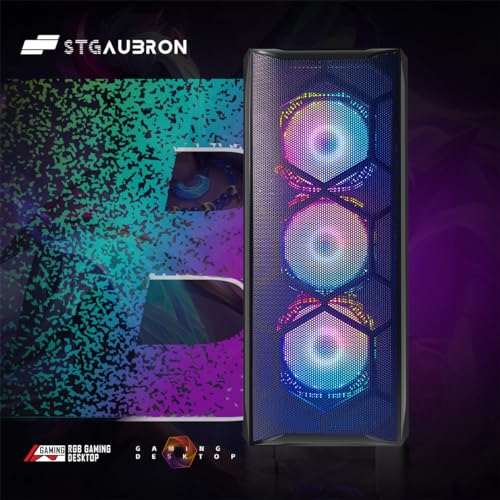 STGAubron Gaming Desktop PC Computer,Intel Core I7 3.4 GHz up to 3.9 GHz,Radeon RX 580 8G GDDR5,16G RAM,512G SSD,WiFi,Bluetooth 5.0,RGB Fanx6,RGB Keyboard&Mouse&Mouse Pad,RGB BT Sound Bar,W10H64