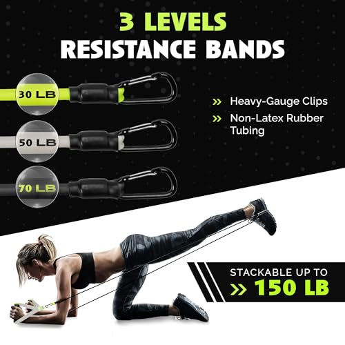 Ex Kit 9-in-1 Gym in a Bag - Stretch, Booty and Resistance Bands with Handles, Door Anchor - Travel, Office and at Home Workout Equipment Home Gym for Exercise, Yoga, and Fitness