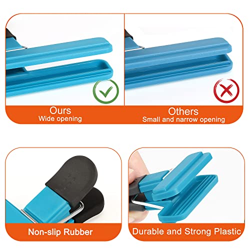 TACGEA Chip Clips, 8 Pack Food Clips, Upgrade Wide Open Bag Clips for Food Storage with Air Tight Seal Grip (4 x L, 4 x S)