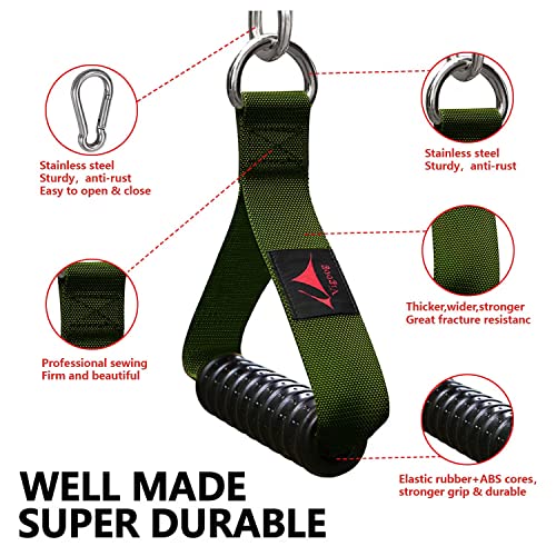 Heavy Duty Gym Exercise Handles Attachment for Cable Machine,Resistance Band,Pulley System Home Fitness Workout Equipment, with Elastic Rubber Grip and 2 Large Carabiners