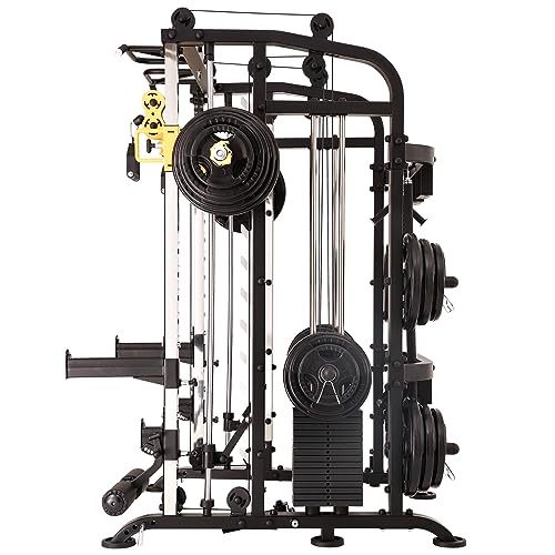 Altas Strength Smith Machine Light Commercial Home Gym Total Body Cage Workout Gym Equipment Tower Squat Rack with Pulley Ratio 2:1 Weight Lifting Machine Leg Press Strength Training M810