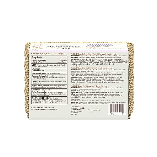 Aveeno Baby Bathtime Solutions Baby & Me Gift Set with Baby Wash & Shampoo, Calming Baby Bath & Wash, Baby Daily Moisturizing Lotion & Stress Relief Body Wash for Mom, Soap-Free, 4 items