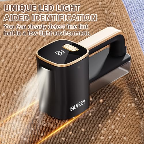 Rechargeable Lint Remover, Fabric Shaver Fuzz Remover, Sweater Shavers with 6-Leaf Blades, 3-Speeds Digital LED Display to Remove Pilling for Clothing and Furniture, Fuzz, Lint Ball, Black