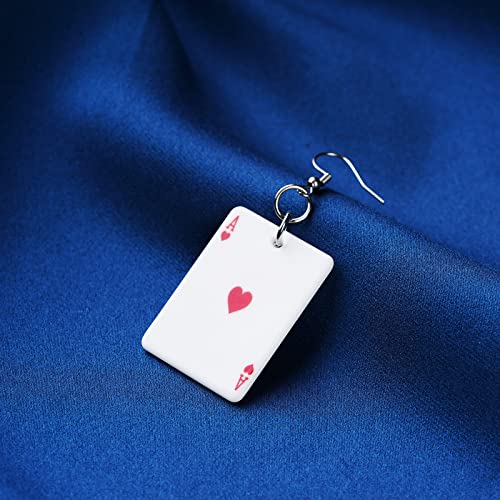 Playing Card Earrings Poker Drop Earrings Charms Fashion Leisure Casino Games Style Hip Hop Jewellery Earring for Women Girls Party 1Pair