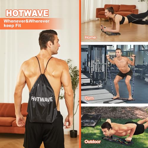 HOTWAVE Portable Workout Equipment with 20 Gym Accessories.Push Up Board &Plank,Resistance Bands with Ab Roller Wheel,Full Body Exercise at Home For Men and Women