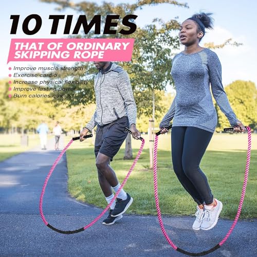 Weighted Jump Rope for Fitness, 1.5lb 2.5lb 3.5lb Heavy Skipping Rope for Women Men, Adult Exercise Battle Ropes for Home Gym, Improve Strength and Building Muscle, Total Body Workout Equipment