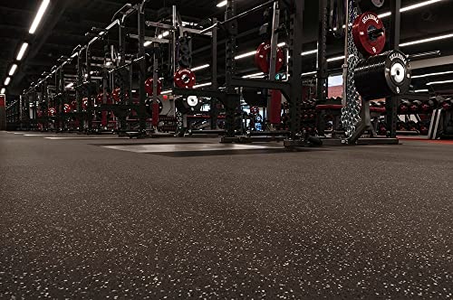 American Floor Mats 3/8in (9mm) Thick 10% Blue/Grey 4' x 6' Heavy Duty Rubber Rolls, Protective Exercise Mats, Home Gym Rubber Flooring