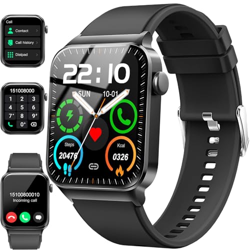 Smart Watch for Men Women, 1.85" Smartwatch (Answer/Make Call), IP68 Waterproof Fitness Tracker, 100+ Sport Modes, Heart Rate Monitor, Sleep Monitor, Pedometer, Smartwatches for Android iOS, Black