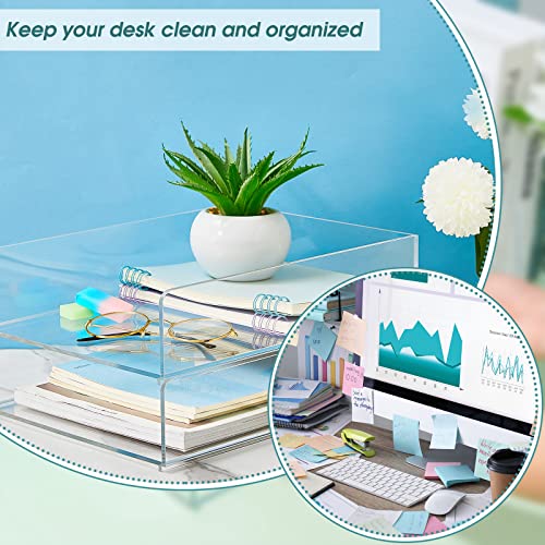 Stackable Acrylic Paper Tray Clear Acrylic Desk Organizer Letter Size Paper File Tray for Office Document Workspace Desktop(3 Tier)