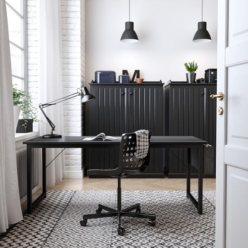 ODK Computer Desk Large Office Desk, 63 Inch Gaming Desk with Storage, Modern PC Desk Work Table with Headphone Hook for Home Office, Black