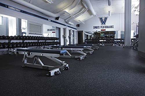 American Floor Mats 3/8in (9mm) Thick 10% Blue/Grey 4' x 6' Heavy Duty Rubber Rolls, Protective Exercise Mats, Home Gym Rubber Flooring