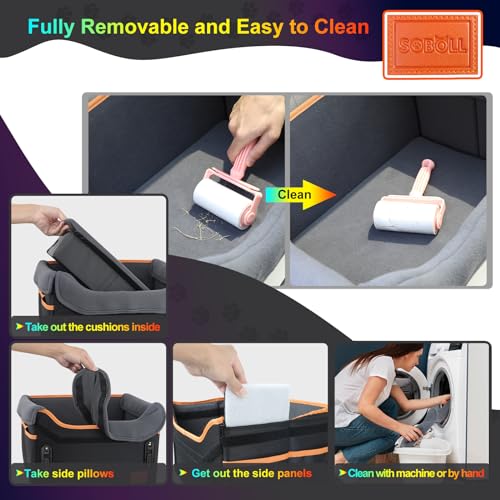 Dog Car Seat - Dog Bed for Small Dogs Waterproof Booster Seat Clip-on Harness and Thick Memory Foam Padding Pet Travel Bed Small Dog Car Seat Cover for Back Seat Dog Car Seat Bed