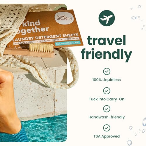 Kind Laundry Detergent Sheets with Powerful Stain-Fighting Enzymes - Biodegradable Plant Powered Eco-Friendly Laundry Soap Sheets - Home or Travel Laundry Detergent (Fragrance Free, 60 Loads)
