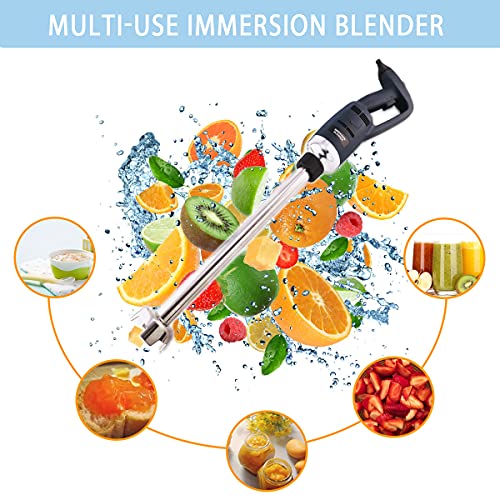 12 in Heavy Duty Immersion Blender Handheld Kitchen, Hand Blenders for Kitchen, Commercial Mixer Electric, 500W Detachable Shaft Adjustable Variable Speed, Emulsifier Blender Handheld