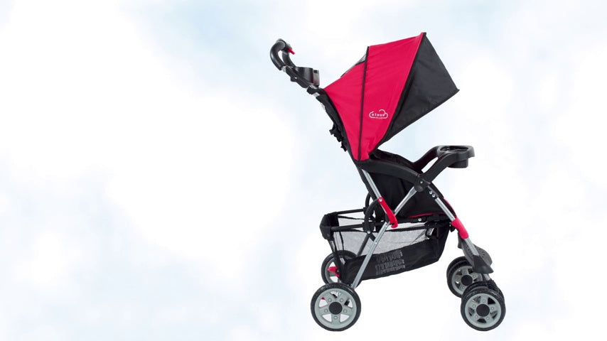 Kolcraft Cloud Plus Lightweight Easy Fold Compact Toddler Stroller and Baby Stroller for Travel, Large Storage Basket, Multi-Position Recline, Convenient One-hand Fold, 13 lbs - Slate Gray