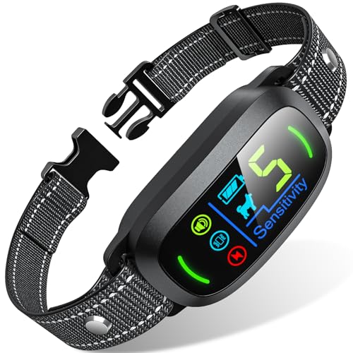 Dog Bark Collar, FAFAFROG Rechargeable Smart Collar, Anti Barking Training Collar with 5 Adjustable Sensitivity Beep Vibration Shock, Bark Collar for Large Medium Small Dogs (Black)
