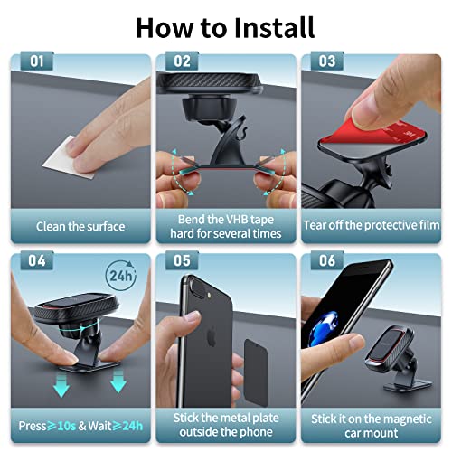 [2 Pack] Magnetic Phone Holder for Car, APPS2Car [Super Strong Magnet] Phone Mount for Car, Dashboard Magnetic Car Phone Holder Mount with Strong VHB Adhesive Mounting, Compatible with iPhone, Samsung