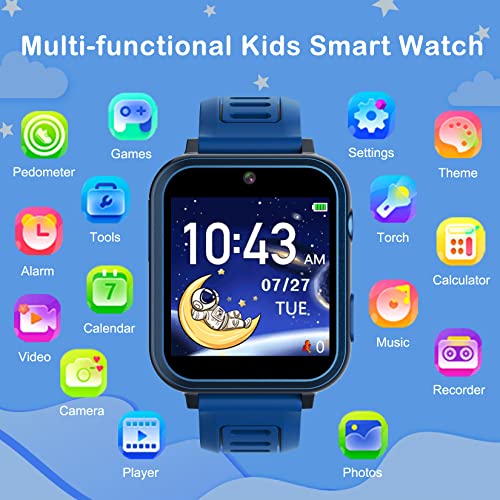 Smart Watch for Kids With 24 Games Alarm Clock, Touchscreen, Calendaring Camera Music Player Time Display Video & Audio Recording, Toys for 3-12 Years Old Boys Toddler