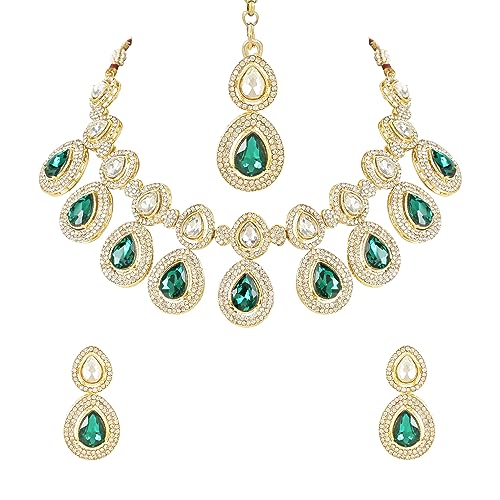 I Jewels Indian Wedding Bollywood Gold Plated Traditional Kundan & Stone Choker Necklace Jewellery With Earrings Set for Women/Girls