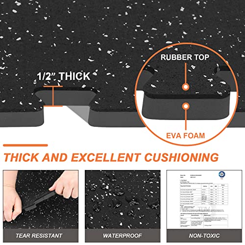 innhom 12/24/48 Tiles Gym Flooring Gym Mats Exercise Mat for Floor Workout Mat Foam Floor Tiles for Home Gym Equipment Garage