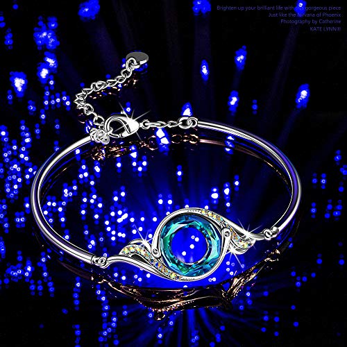 Kate Lynn "Rise From the Ashes" Phoenix Bracelet Made with Crystals from Austria, Adjustable Bangle Bracelet for Women 7"+2", Packaged with Jewelry Box, Birthday Gift for Women, Symbol of Luck and Renewal