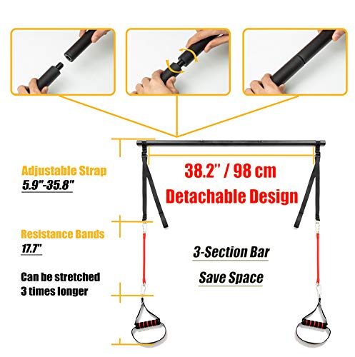 Portable Pilates Bar Kit with Resistance Bands, Portable Stick Bar Strength Training Set Home Gym Workout Equipment