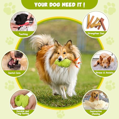 Dog Toys for Aggressive Chewers, Natural Rubber Squeaky Dog Toys, Indestructible Dog Toy, Dog Chew Toys for Aggressive Chewers, Interactive Tough Durable Dog Toys,Dog Toys to Keep Them Busy