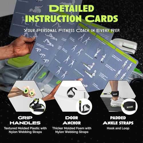 Ex Kit 9-in-1 Gym in a Bag - Stretch, Booty and Resistance Bands with Handles, Door Anchor - Travel, Office and at Home Workout Equipment Home Gym for Exercise, Yoga, and Fitness