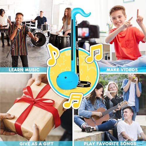 Otamatone Deluxe Electronic Musical Instrument for Adults Portable Synthesizer Digital Electric Music from Japan by Cube/Maywa Denki Cool Stuff Gifts, Blue [English Manual]