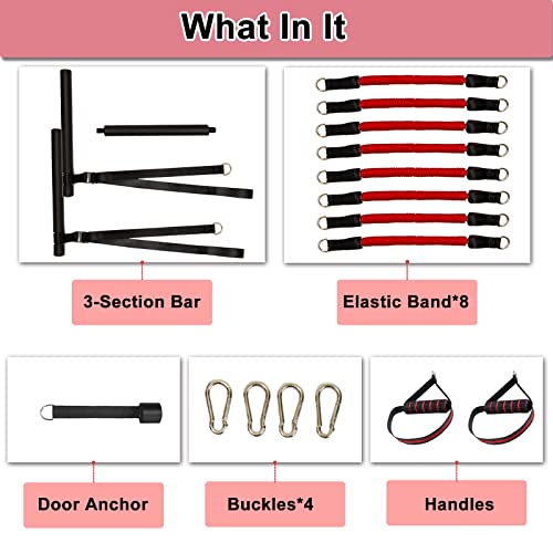 Portable Pilates Bar Kit with Resistance Bands, Portable Stick Bar Strength Training Set Home Gym Workout Equipment