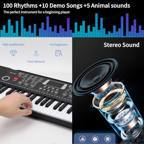 61 key keyboard piano, Electronic Digital Piano with Built-In Speaker Microphone, Sheet Stand and Power Supply, Portable piano Keyboard Gift Teaching for Beginners