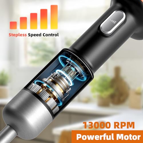 Ritus Cordless Immersion Blender, 5 in 1 Portable Hand Blender Heavy Duty Motor, Variable Speed Handheld Blender Stainless Steel Blade With 700ml Mixing Beaker, 500ml Chopper, Whisk and Milk Frother