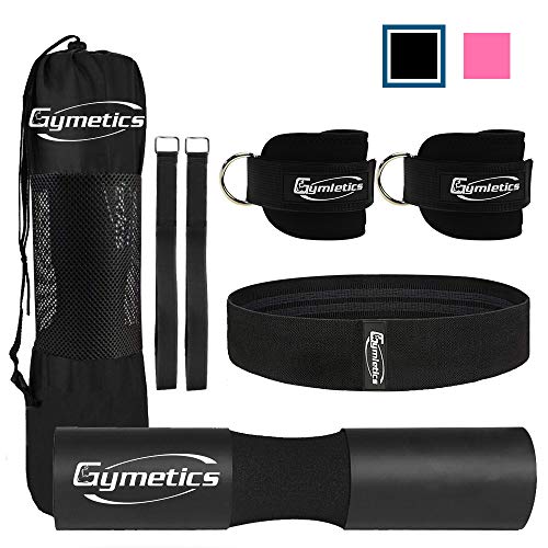 7 Pack Barbell Squat Pad for Standard Set, Barbell Pad for Hip Thrusts, 2 Gym Ankle Straps, Hip Exercise Band, 2 Squat Pad Safety Straps and Carry Bag …