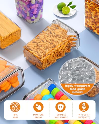 24 PCS Airtight Food Storage Containers with Lids, Kitchen Pantry Organization and Storage, BPA-Free Plastic Scale Food Canisters for Cereal, Flour, Sugar, Dry Food, Include Labels & Marker