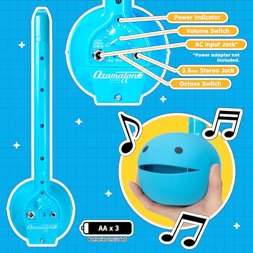 Otamatone Deluxe Electronic Musical Instrument for Adults Portable Synthesizer Digital Electric Music from Japan by Cube/Maywa Denki Cool Stuff Gifts, Blue [English Manual]