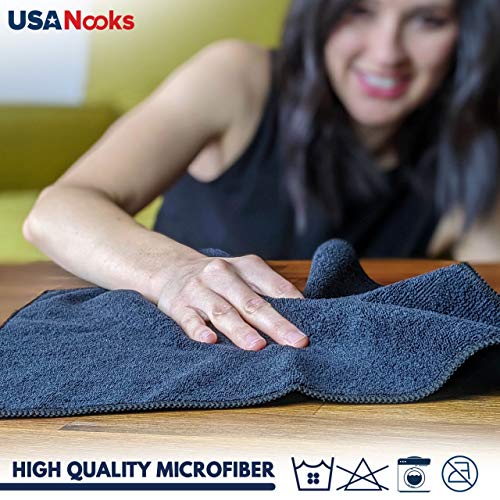 Microfiber Cleaning Cloth Grey - 12 Packs 12.6"x12.6" - High Performance - 1200 Washes, Ultra Absorbent Towels Weave Grime & Liquid for Streak-Free Mirror Shine - Car Washing Cloth