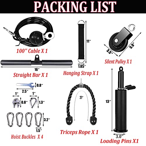 Weight Cable Pulley System Gym Professional Home Gym Equipment Upgraded Fitness LAT for Triceps Pull Down Biceps Curl Back Forearm Shoulder