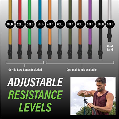 Travel Gorilla Bow Portable Home Gym Resistance Bands and Bar System for Fitness, Weightlifting and Exercise Kit, Full Body Workout Equipment Set