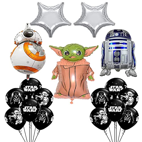 19 Pcs Star Wars Balloon Set, Baby Child Balloons,Mandalorian Theme Video Games the Child Birthday Party Foil Film Dalloon Supplies Star Wars Bouquet Decorations for Kids Boys Girls