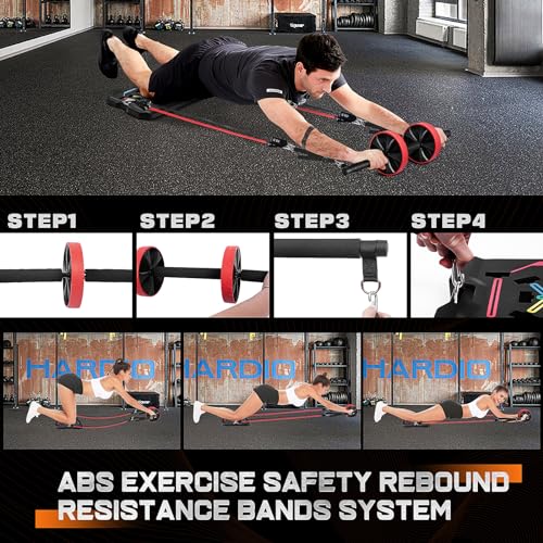 Home Gym Equipment, Large Compact Push Up Board, Portable Home Gym System with Pilates Bar, Resistance Band, Ab Roller Wheel, Full Body Workout at Home, Professional Push Up Strength Training
