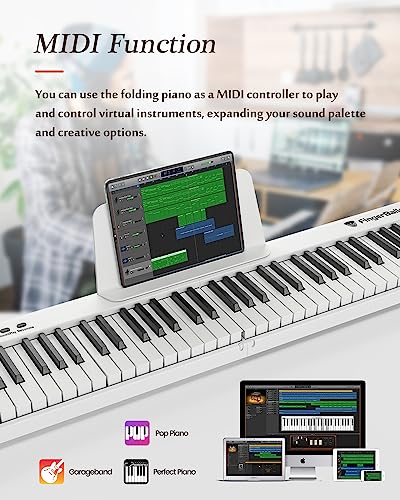 Portable Piano Keyboard, Semi-Weighted Folding Digital Piano 88 Light Up Key, Full Size, Wood Grain, Electric Piano Keyboard w/MIDI Bluetooth, Suitable for Adult, Toddler, Kids