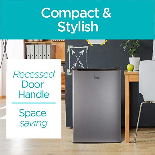 BLACK+DECKER BCRK32V Compact Refrigerator Energy Star Single Door Mini Fridge with Freezer, 3.2 Cubic Ft., VCM, Gray