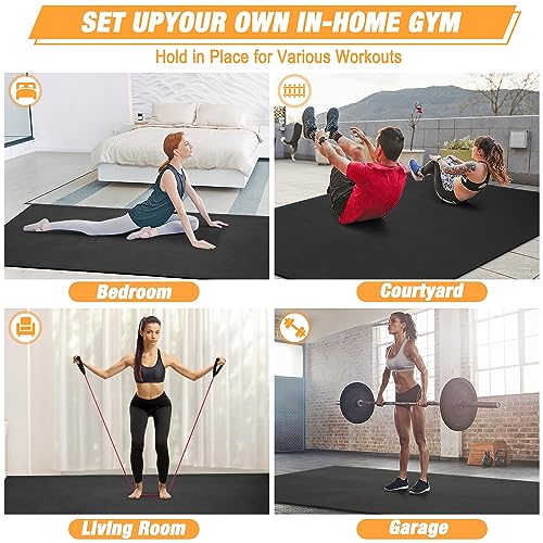 Extra Large Exercise Mat for Home Workout, 8'x6'/10'x6'/12'x6' Ultra Durable, Non-Slip, Thick Workout Mat for Home Gym, High-Density Fitness Mat for Jump Rope, Weights, Cardio, Stretch, Shoe-Friendly