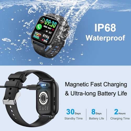 Smart Watch for Men/Women with Bluetooth Call and Message Reminder, Fitness Watch 1.85" HD Touch Screen, Heart Rate/Sleep/Blood Oxygen/Steps Monitor, 112+ Sport Mode, Activity Trackers for Android iOS