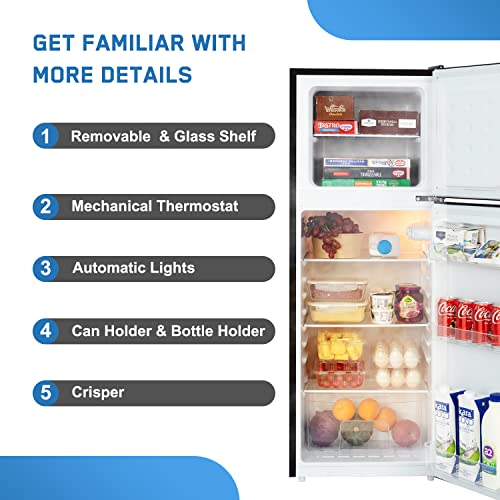 Frestec 4.7 CU' Refrigerator, Mini Fridge with Freezer, Compact Refrigerator,Small Refrigerator & TOSHIBA EM131A5C-SS Countertop Microwave Oven, 1.2 Cu Ft with 12.4" Turntable, Smart Humidity Sensor