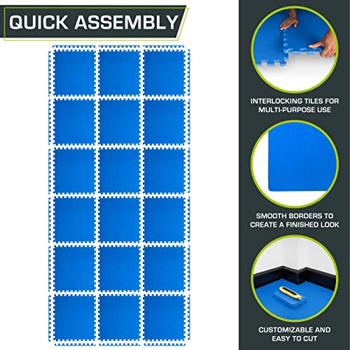 ProsourceFit Extra Thick Puzzle Exercise Mat, EVA Foam Interlocking Tiles for Protective, Cushioned Workout Flooring for Home and Gym Equipment