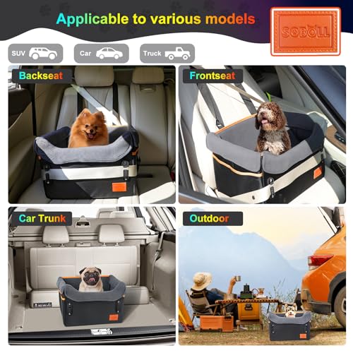 Dog Car Seat - Dog Bed for Small Dogs Waterproof Booster Seat Clip-on Harness and Thick Memory Foam Padding Pet Travel Bed Small Dog Car Seat Cover for Back Seat Dog Car Seat Bed