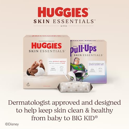 Huggies Skin Essentials Baby Wipes, Hypoallergenic, 99% Water, 6 Flip Top Packs (336 Wipes Total)
