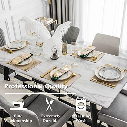 Home Brilliant Placemats Set of 4 Heat Resistant Dining Table Place Mats Plate Mat Cloth Placemats Summer Kitchen Table Mats Indoor Outdoor, Light Linen